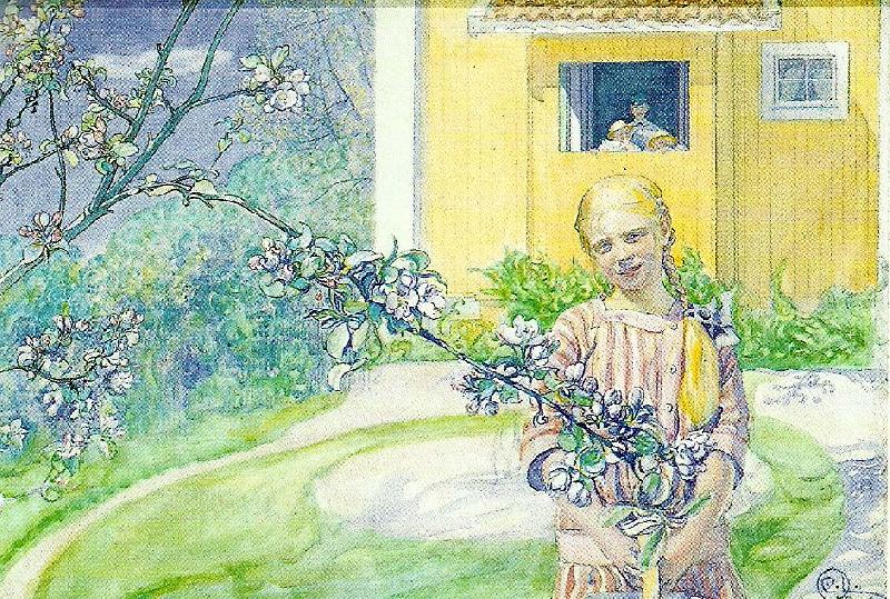 Carl Larsson appelblom-flicka vid appelblom